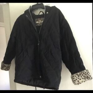 Nice Girls BRAETAN Black Zebra Print Coat 10/12